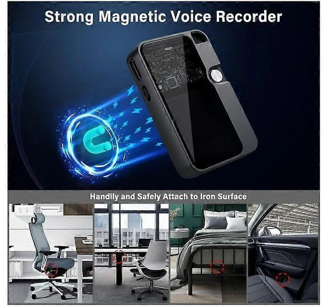 Alt view image 4 of 5 - 32GB Magnetic Voice Recorder Digital Audio Recorder with 1536kbps HD Sound Omnidirectional Microphone 45H Battery OTG Adapter Timestamp File Management For iPhone and Windows PC Black
