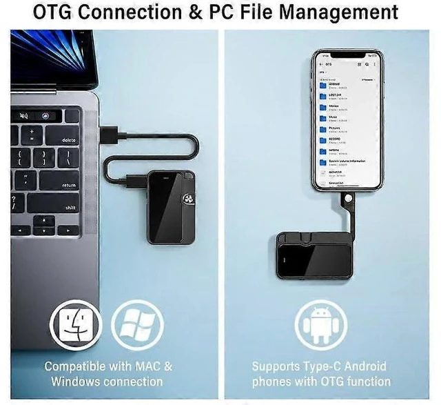 Alt view image 5 of 5 - 32GB Magnetic Voice Recorder Digital Audio Recorder with 1536kbps HD Sound Omnidirectional Microphone 45H Battery OTG Adapter Timestamp File Management For iPhone and Windows PC Black