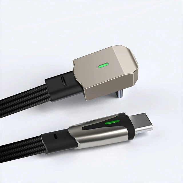 Main image of 27W USB-C Right Angle Charging Cable 90 Degree L-Shaped PD Fast Charger Cord Slim Low-Profile Plug with Reinforced Strain Relief For Tesla Model 3/Model Y Dashboard Port and iPhone 15/16