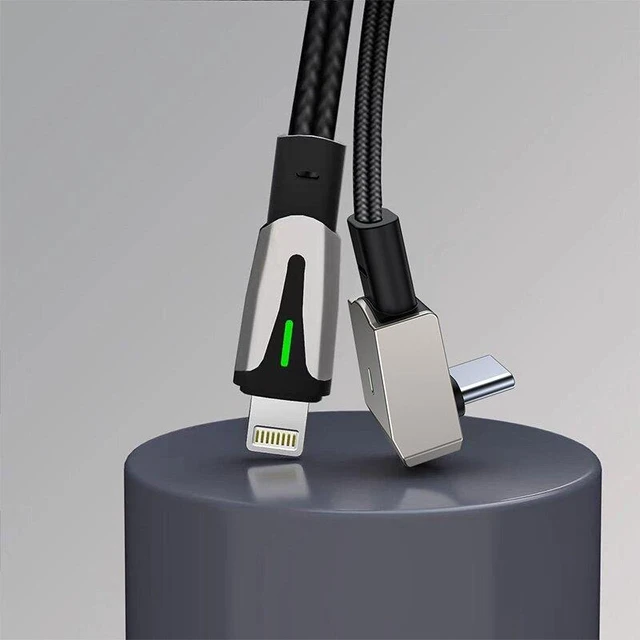 Alt view image 2 of 6 - 27W USB-C Right Angle Charging Cable 90 Degree L-Shaped PD Fast Charger Cord Slim Low-Profile Plug with Reinforced Strain Relief For Tesla Model 3/Model Y Dashboard Port and iPhone 15/16