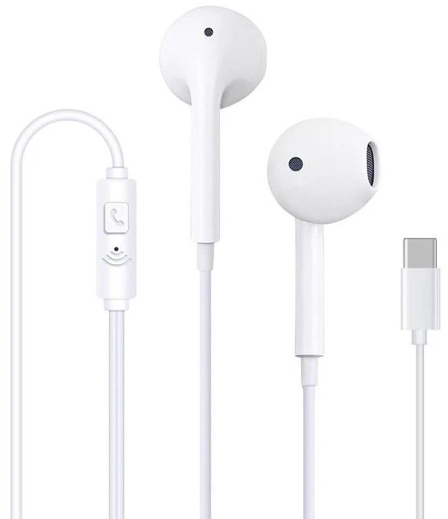 Main image of USB-C Wired Earbuds with Microphone Half In-Ear Stereo Earphones In-Line Control Dual-Channel HD Audio Headphones for Music Calls Gaming Video and Type-C Phones Tablets Laptops