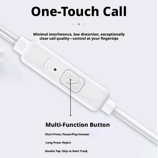 Alt view image 3 of 5 - USB-C Wired Earbuds with Microphone Half In-Ear Stereo Earphones In-Line Control Dual-Channel HD Audio Headphones for Music Calls Gaming Video and Type-C Phones Tablets Laptops