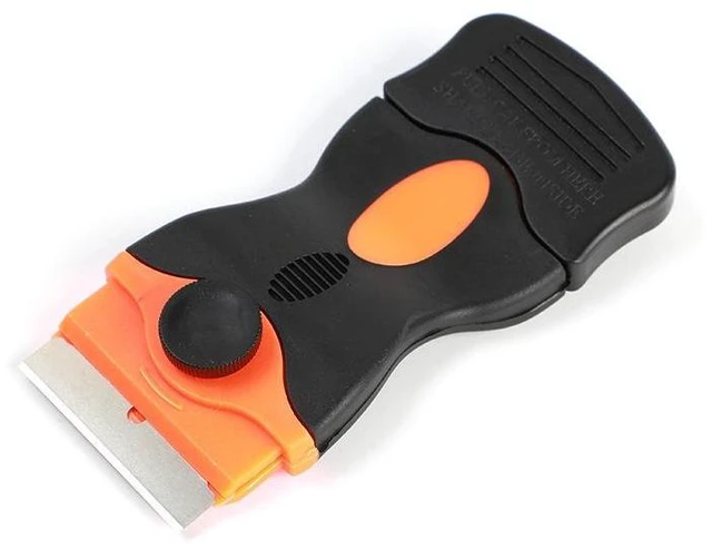 Main image of Extended Cleaning Scraper with Long Handle and Replaceable Safety Razor Blade Adhesive Remover Glue Cleaner Tool for Car Window Tinting Sticker Residue Glass Tile Wall and Household Surface Cleaning