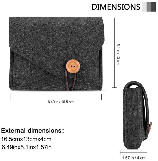 Alt view image 2 of 7 - Felt Power Adapter Case Storage Bag Portable Electronics Organizer Pouch with Extra Compartment and Elastic Fastener Accessory Holder for MacBook Pro/Air Charger Cable Power Bank