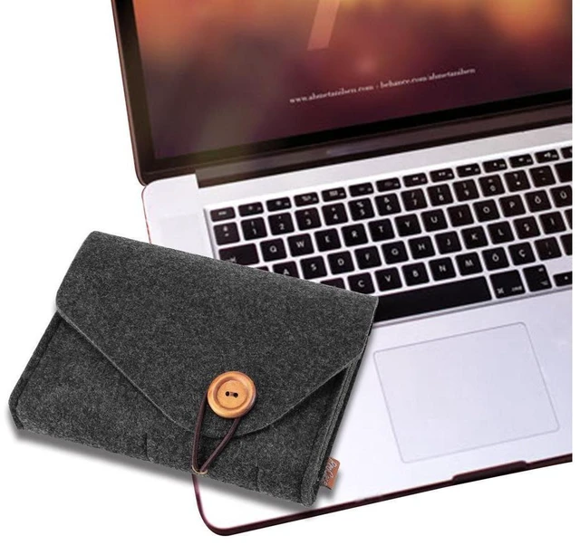 Alt view image 7 of 7 - Felt Power Adapter Case Storage Bag Portable Electronics Organizer Pouch with Extra Compartment and Elastic Fastener Accessory Holder for MacBook Pro/Air Charger Cable Power Bank