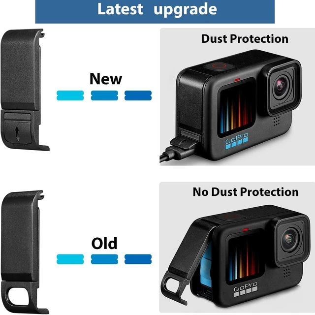 Alt view image 2 of 6 - Aluminium Alloy Replacement Battery Door Removable Side Cover CNC Metal Camera Door with Built-In EVA Foam Shockproof Protection One-Press Installation One-Button Removal For Hero 12/11/10/9 Black