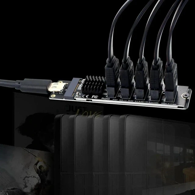 Alt view image 2 of 4 - TYPE-C to SATA 3.0 Adapter Converter Card 5 Ports 6Gbps USB10G JM575+JMS580 SATA Expansion Card for SATA SSD and HDD Storage Expansion