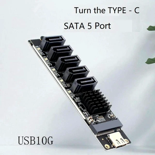 Alt view image 3 of 4 - TYPE-C to SATA 3.0 Adapter Converter Card 5 Ports 6Gbps USB10G JM575+JMS580 SATA Expansion Card for SATA SSD and HDD Storage Expansion