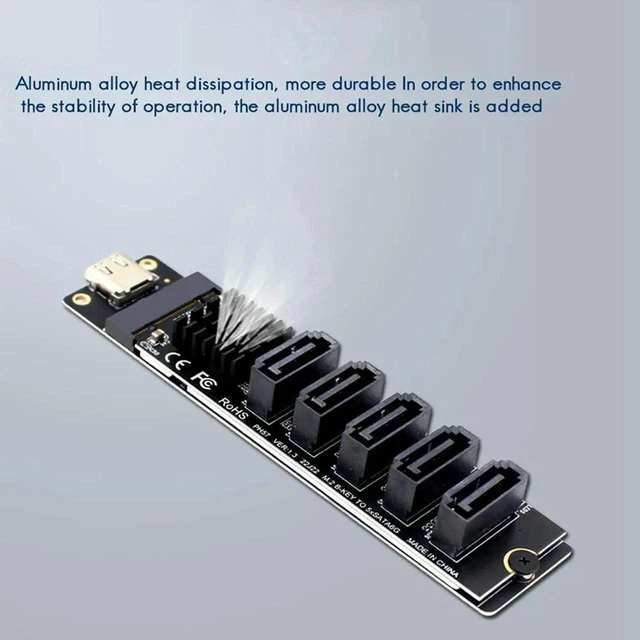 Alt view image 4 of 4 - TYPE-C to SATA 3.0 Adapter Converter Card 5 Ports 6Gbps USB10G JM575+JMS580 SATA Expansion Card for SATA SSD and HDD Storage Expansion