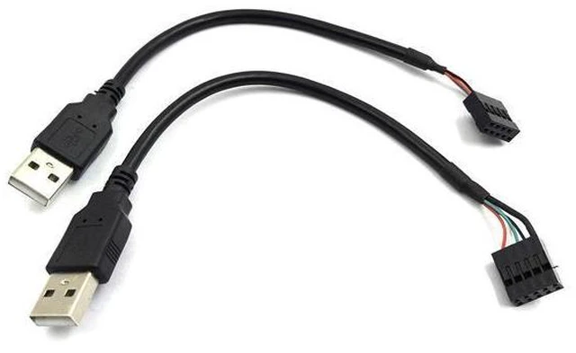 Main image of USB 2.0 Type A Male to 9 Pin Female Dupont Cable 9 Pin USB Header Motherboard Adapter Cord 2.54mm Pitch Pure Copper USB Connector Cable for Standard USB 2.0 Connection 0.2M 2 Pack