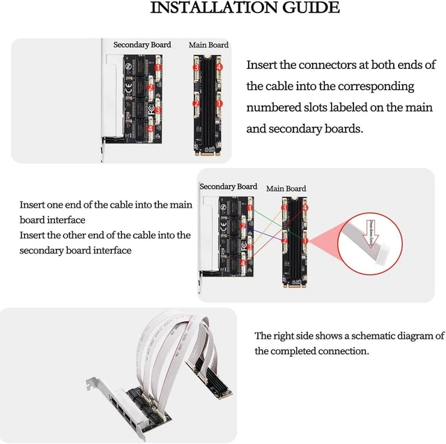 Alt view image 5 of 7 - RTL8111H M.2 B+M Key 4-Port RJ45 Gigabit Ethernet Network Card 10/100/1000 Mbps LAN Adapter PCIe Network Interface Board with Auto-Negotiation and IEEE 802.3x Compatible with Windows/Linux