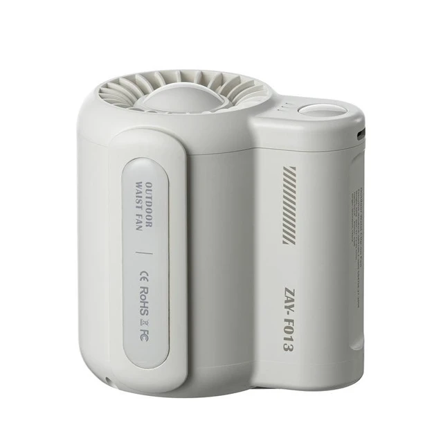 Alt view image 2 of 2 - F013 Portable Waist Fan USB Rechargeable Personal Cooling Fan High Wind Hands-Free Belt Clip Airflow Device 3 Wind Speeds for Construction Work Hiking and Outdoor Use White