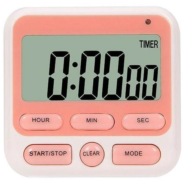 Alt view image 2 of 2 - Digital Kitchen Timer Countdown Count Up Timer with Large LCD Display Adjustable Alarm Volume Independent Alarm and Power Switches Loud Beep Timing Alarm Clock for Cooking Baking Study Pink