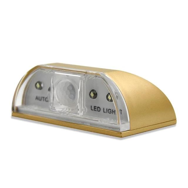 Alt view image 6 of 7 - LED Motion Sensor Door Lock Light Smart PIR Night Light Wireless Battery Operated Stick-On LED Light with Auto Power-Off for Entry Doors Hallways and Cabinets Cool White Light Gold Finish