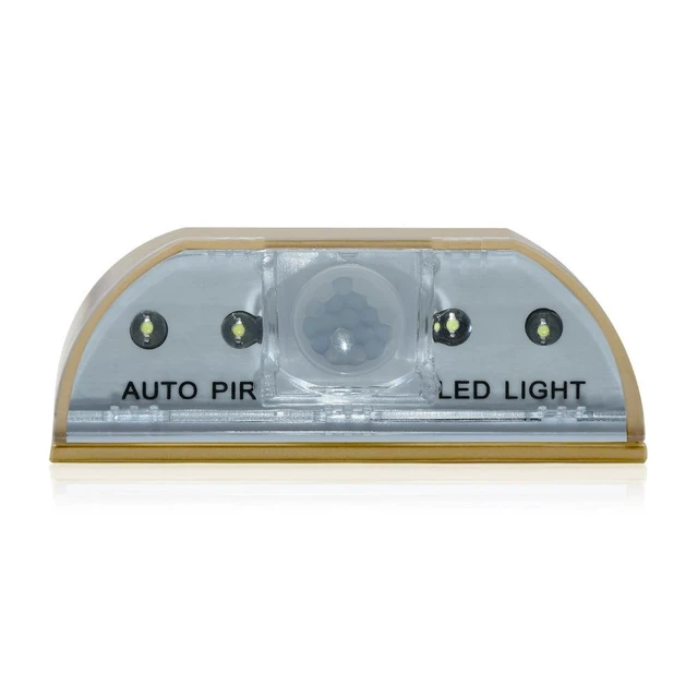 Alt view image 7 of 7 - LED Motion Sensor Door Lock Light Smart PIR Night Light Wireless Battery Operated Stick-On LED Light with Auto Power-Off for Entry Doors Hallways and Cabinets Cool White Light Gold Finish