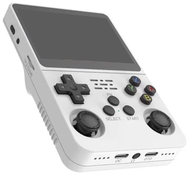 Alt view image 6 of 7 - R36S Retro Handheld Game Console Portable Video Game Player Linux Gaming Device with 3.5 Inch IPS OCA Screen 640 x 480 Resolution 128GB Pre-Installed Games Built-In 3500mah Battery White