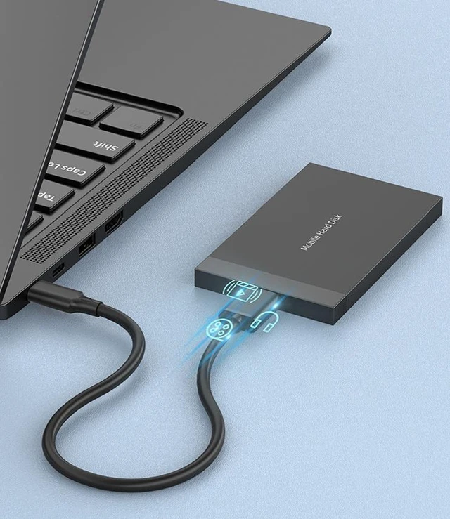 Alt view image 3 of 4 - USB 3.0 Type-C to Micro B 5Gbps High-Speed Data Transfer and Power Supply Cable 2.5-inch External HDD SSD Connection Cord with Copper Core Shielding for USB-C Laptops PCs and Phones 0.5M