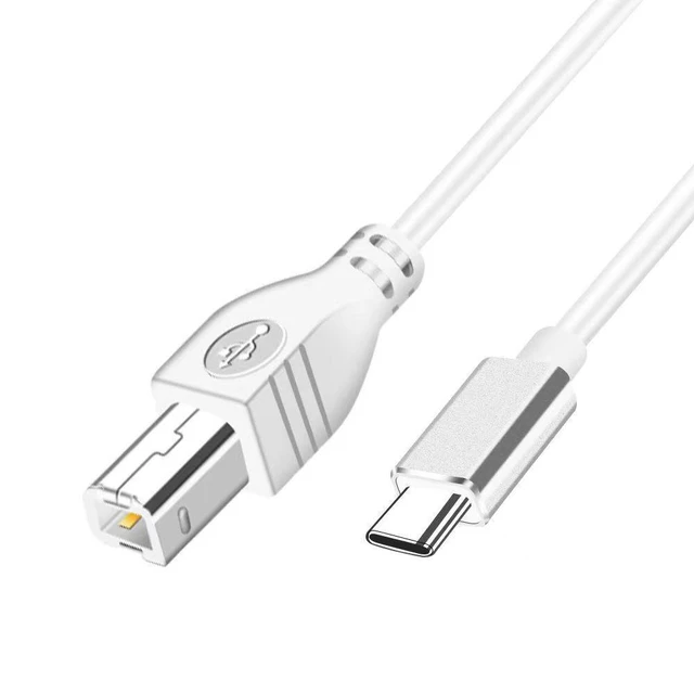 Alt view image 2 of 3 - USB-C to USB-B 2.0 Data Cable Type-C Peripheral Connection Lead Pure Copper Core PVC Jacket Stable Data Transmission Plug and Play Driver-Free Flexible Cable 40in