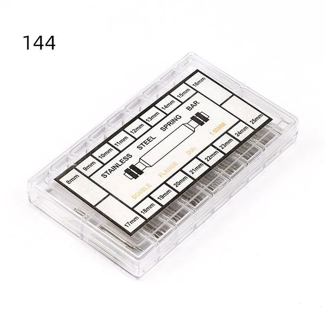 Main image of Watch Spring Bar Pins Stainless Steel Watch Band Repair Kit Assorted 8mm-25MM Strap Link Pins for Metal Leather Silicone Bands Quartz Mechanical Smart Watches Replacement Accessories 144PCS
