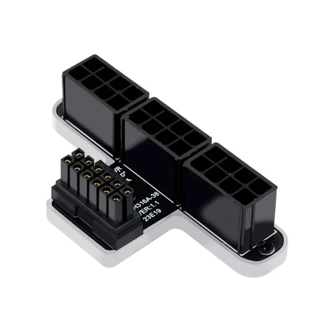 Alt view image 3 of 3 - PH316 38A 12VHPWR 12+4P 600W Power Adapter Connector Converter 180 Degree Angled 3x8P PCIe to 12VHPWR for ATX3.0 Desktops Compatible with 40 Series Graphics Cards