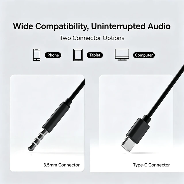 Alt view image 7 of 7 - USB-C Wired Earbuds In-Ear Headphones with Deep Bass Stereo Sound Type-C Digital Audio Earphones with Inline Remote Control and Microphone for Music Gaming Calls