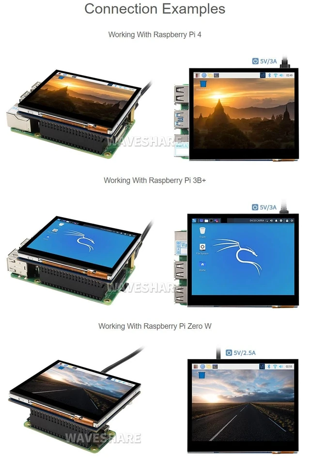 Alt view image 5 of 7 - 3.5inch IPS LCD Display 640x480 DPI666 GPIO Touchscreen Monitor 5-Point Capacitive Touch Panel I2C Interface 60Hz Refresh Rate Toughened Glass Cover For Raspberry Pi 5/4B/3B