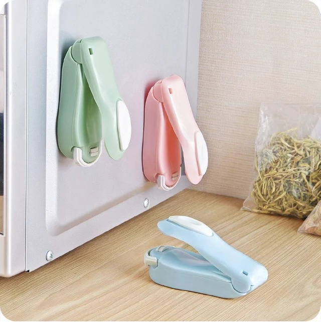 Alt view image 4 of 4 - Mini Hand Press Heat Sealer Portable Plastic Bag Sealing Machine Food Snack Bag Sealer Clip Food Packaging Heat Sealing Tool Compact Kitchen Storage Sealer Green