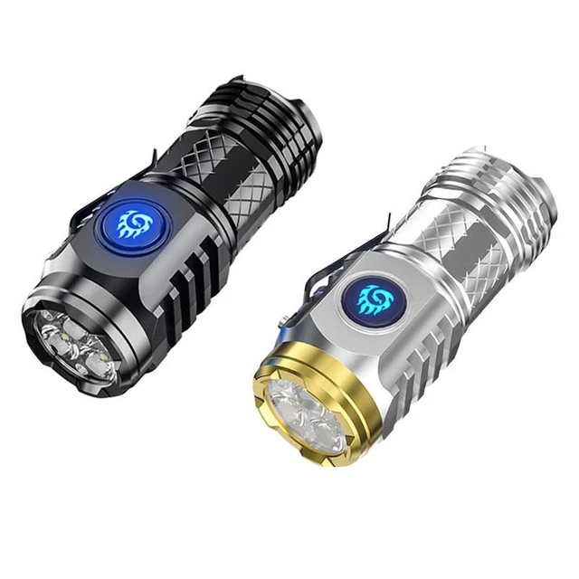 Alt view image 3 of 3 - USB Rechargeable High-Brightness LED Flashlight Portable Long-Range LED Torch with Strong Weak and Flash Modes Compact Handheld Emergency Light for Home Outdoor Camping Hiking and Night Riding