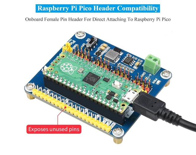 Alt view image 3 of 7 - Up to 16-Channel Servo Driver Module 16-Bit Resolution PWM Controller Board with 5V Regulator and 3A Output Standard Pi Pico Header Compatible with Raspberry Pi Pico 2W/2/Pico W/Pico