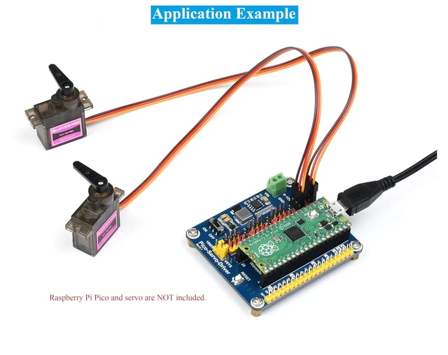 Alt view image 6 of 7 - Up to 16-Channel Servo Driver Module 16-Bit Resolution PWM Controller Board with 5V Regulator and 3A Output Standard Pi Pico Header Compatible with Raspberry Pi Pico 2W/2/Pico W/Pico
