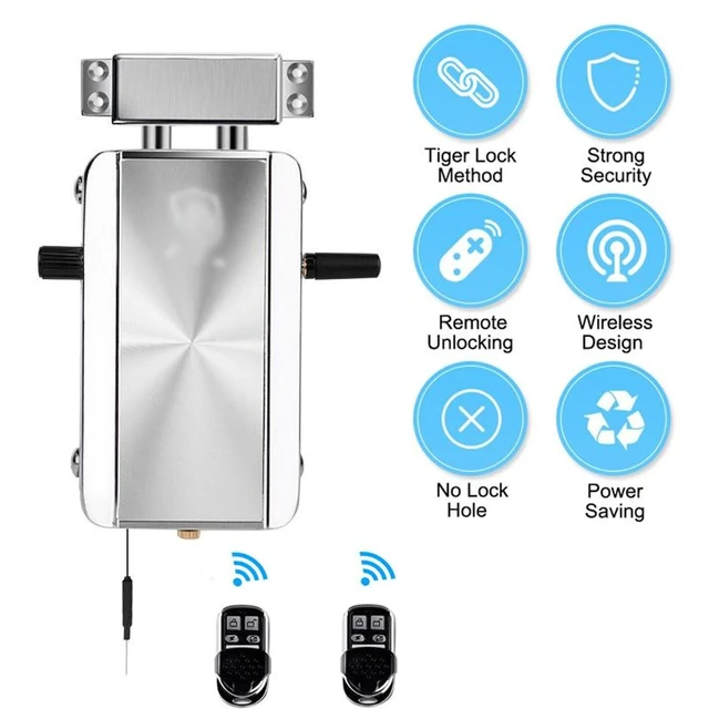 Alt view image 7 of 7 - Electronic Deadbolt Door Lock Kit Smart Wireless Keyless Entry Access Control System Remote Control Security Lock Dual Core Dual System Stainless Steel 0-20m Range Home Hotel Apartment Use
