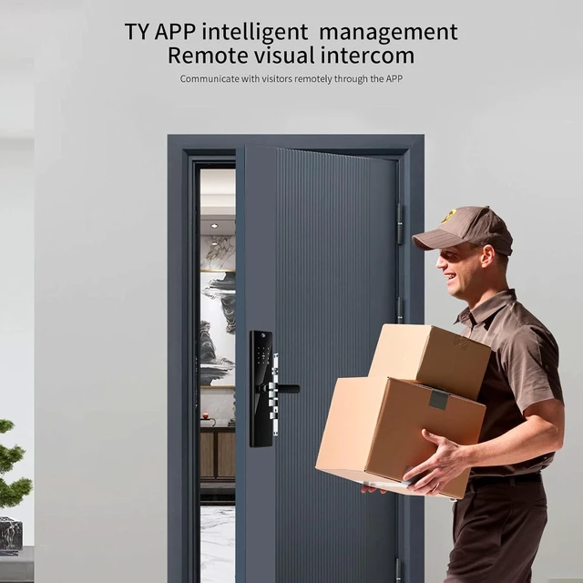 Alt view image 2 of 7 - Smart Door Lock with Camera 4.5 Inch Screen BT Keyless Entry Door Lock Fingerprint Password Card Mechanical Key Unlock TY APP Remote Viewing Intercom for 40-120mm Office Home Bedroom Doors