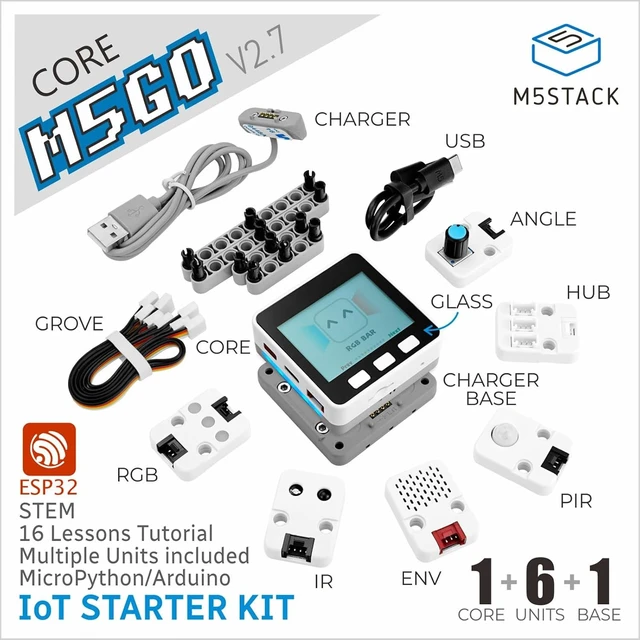 Alt view image 2 of 7 - M5GO IoT Starter Kit V2.7 ESP32 Development Kit with 16MB FLASH 240MHz Dual-Core LX6 Processor 2.0-inch HD IPS Display Six Expansion Units for IoT Projects