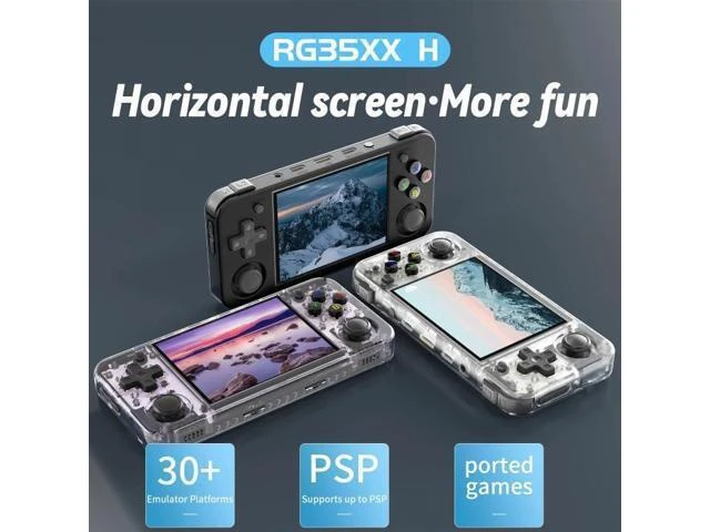 Alt view image 4 of 7 - RG35XX H Handheld Game Console 3.5 Inch IPS Display Linux Gaming System 64GB H700 Quad-Core ARM Cortex-A53 5GHz Dual Analog Stick Portable Video Game Player Transparent White