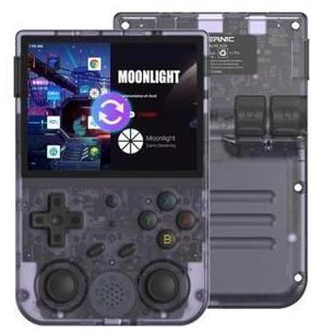 Main image of RG353V 3.5 Inch Handheld Game Console Wireless Retro Gaming Device with 64G Storage and 15000 Games Android 11 & Linux Dual Operating System Moonlight PC Game Streaming Transparent Purple