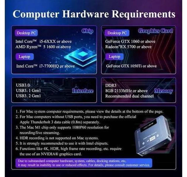 Alt view image 6 of 7 - 4K60fps Video Capture Card External Game Streaming Capture Device with VRR Support Ultra-Low Latency and Cooling Fan for Xbox Series X/S Xbox One PS5 PS4/Pro PC/Mac