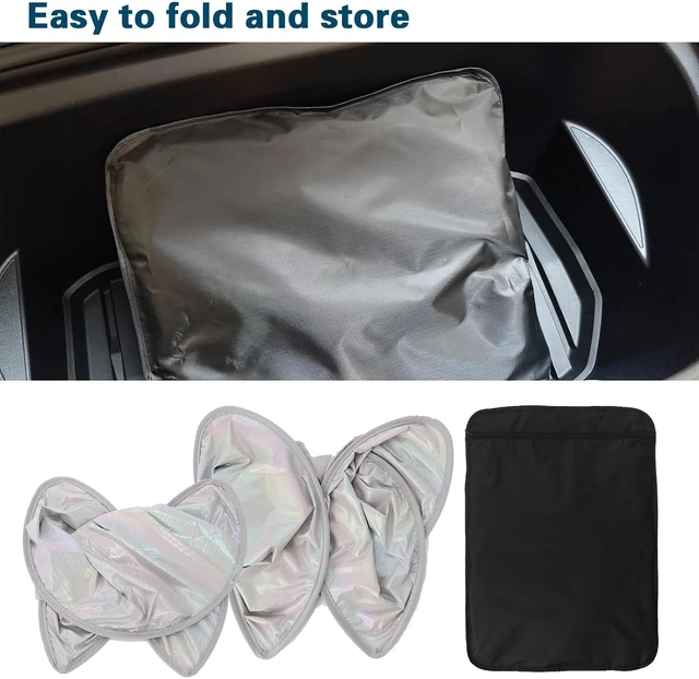 Alt view image 6 of 7 - Sunshade Roof for Tesla Model Y 2020-2024 Colorful Ice Crystal Glass Roof Sunshade Sunroof No-Sag Design Retractable Sunshade Heat Insulation Roof Window Sun Protection Snap Foldable (White)