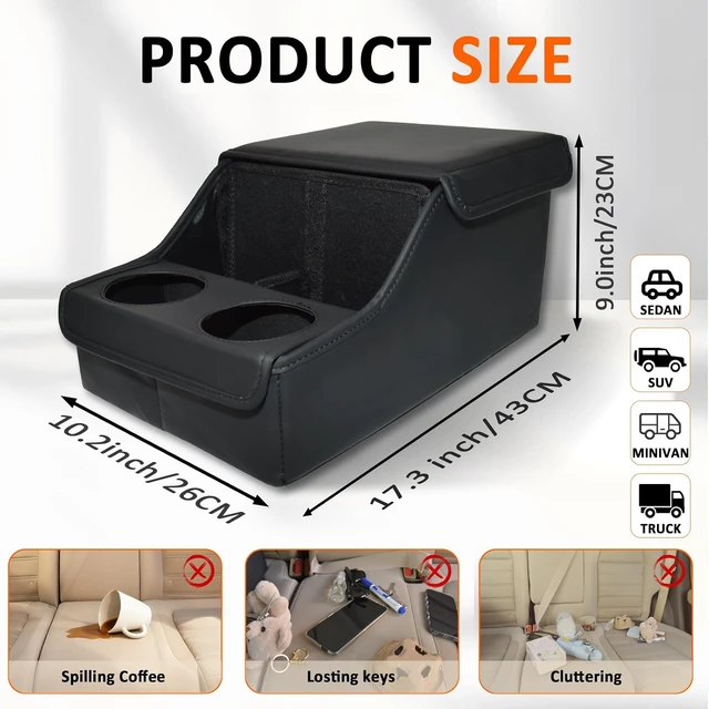 Alt view image 5 of 7 - Backseat Car Organizer, Middle Seat Organizer Center Console Cup Holder