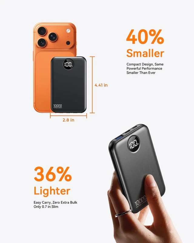 Alt view image 4 of 7 - Portable Charger 10000mAh with 4 Built-in Cables 40% Smaller