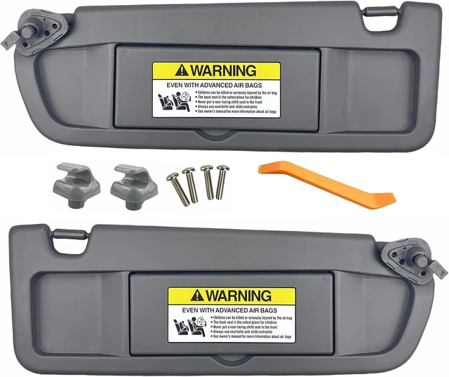 Main image of Pair of Left and Right Sun Visors with Clips and Screws for Honda Civic 2006 2007 2008 2009 2010 2011 Interior Sun Visor Replacement (Dark Gray)