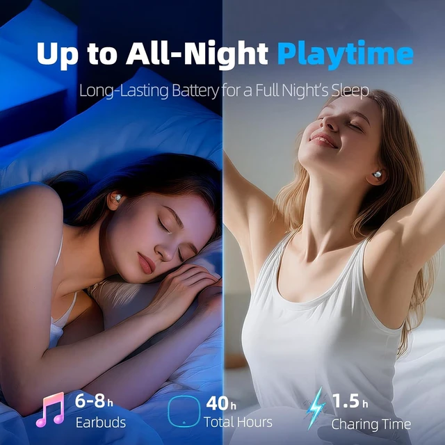 Alt view image 5 of 7 - Sleep Earbuds Bluetooth 5.4 in Ear Buds for Sleeping, Mini Sleep Headphones for Side Sleepers with Dual Sleep Modes, Sleep Timer, 48H Wireless Earbuds for Sleeping, Comfortable Fit, App Customization