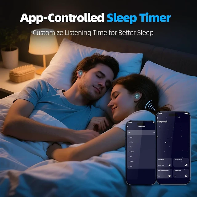 Alt view image 6 of 7 - Sleep Earbuds Bluetooth 5.4 in Ear Buds for Sleeping, Mini Sleep Headphones for Side Sleepers with Dual Sleep Modes, Sleep Timer, 48H Wireless Earbuds for Sleeping, Comfortable Fit, App Customization