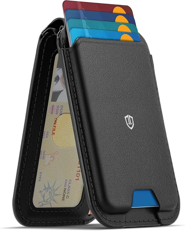 Main image of Genuine Leather for MagSafe Wallet Stand, 6 Card Holders, Black