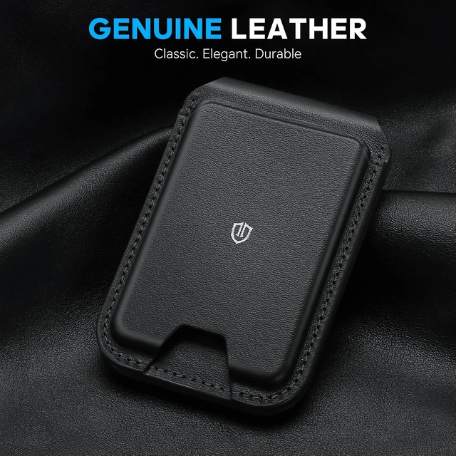 Alt view image 2 of 7 - Genuine Leather for MagSafe Wallet Stand, 6 Card Holders, Black