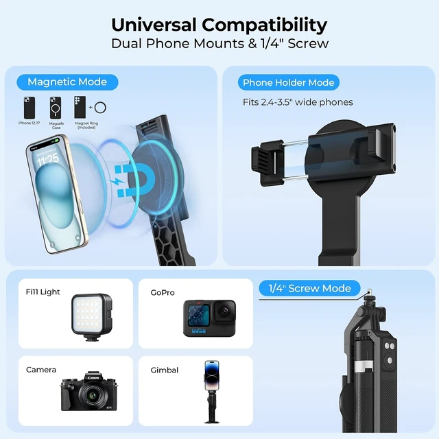 Alt view image 3 of 7 - Content Creator Essentials Vlogging Kit, Magnetic Tripod & 2 Lights 2 Mics