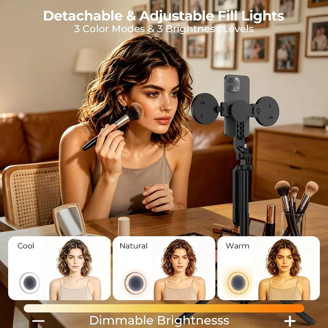 Alt view image 4 of 7 - Content Creator Essentials Vlogging Kit, Magnetic Tripod & 2 Lights 2 Mics