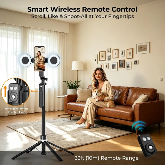 Alt view image 5 of 7 - Content Creator Essentials Vlogging Kit, Magnetic Tripod & 2 Lights 2 Mics