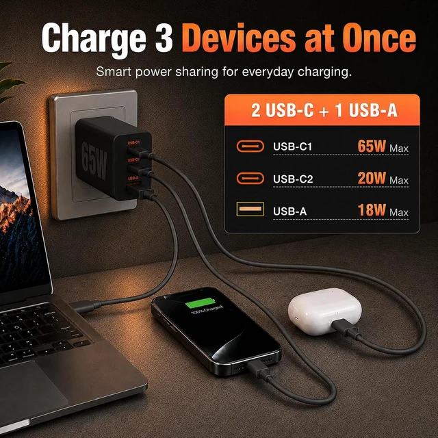 Alt view image 7 of 7 - 65W Super Fast Charger PD3.0&6/10FT USBC Cable for Galaxy S26 Ultra