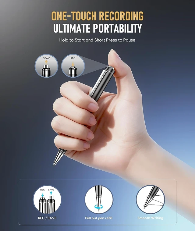 Alt view image 5 of 7 - 64GB Digital Voice Recorder, Voice Activated Recorder with 25H Battery Life, Playback & Voice Activation Recording Device, AI Noise Reduction Audio Recorder for Class/Meetings/Interviews