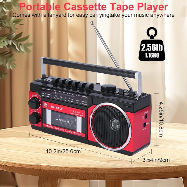 Alt view image 2 of 7 - Portable Cassette Player with AM/FM/SW Radio & BT